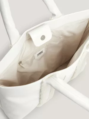 Bolsa média com acabamento em sherpa