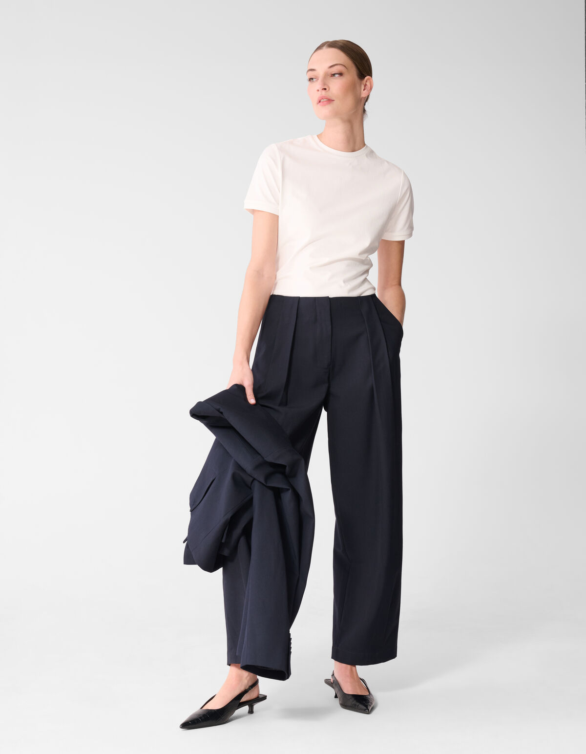 Pleated Broek Donkerblauw By Lonneke