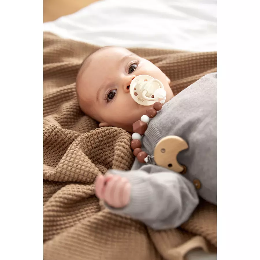 LÄSSIG Soother Holder WoodSilicone Little Universe Brown