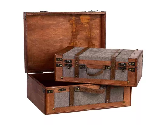 Valise en bois marron 45x31x17/40