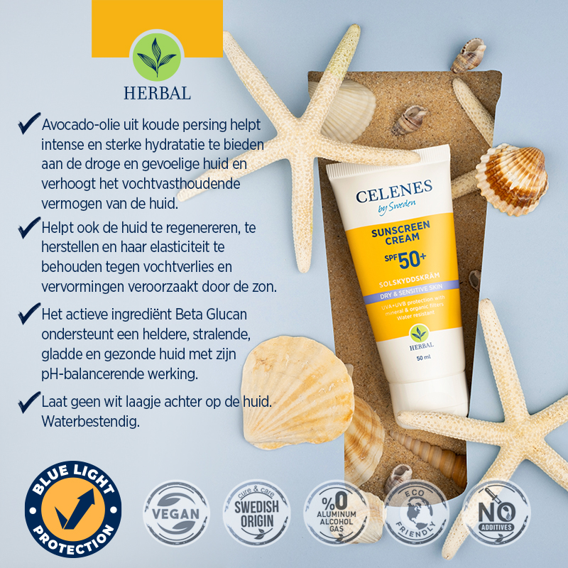 Celenes Herbal sunscreen sensitive/dry skin SPF50+ (50 ml)