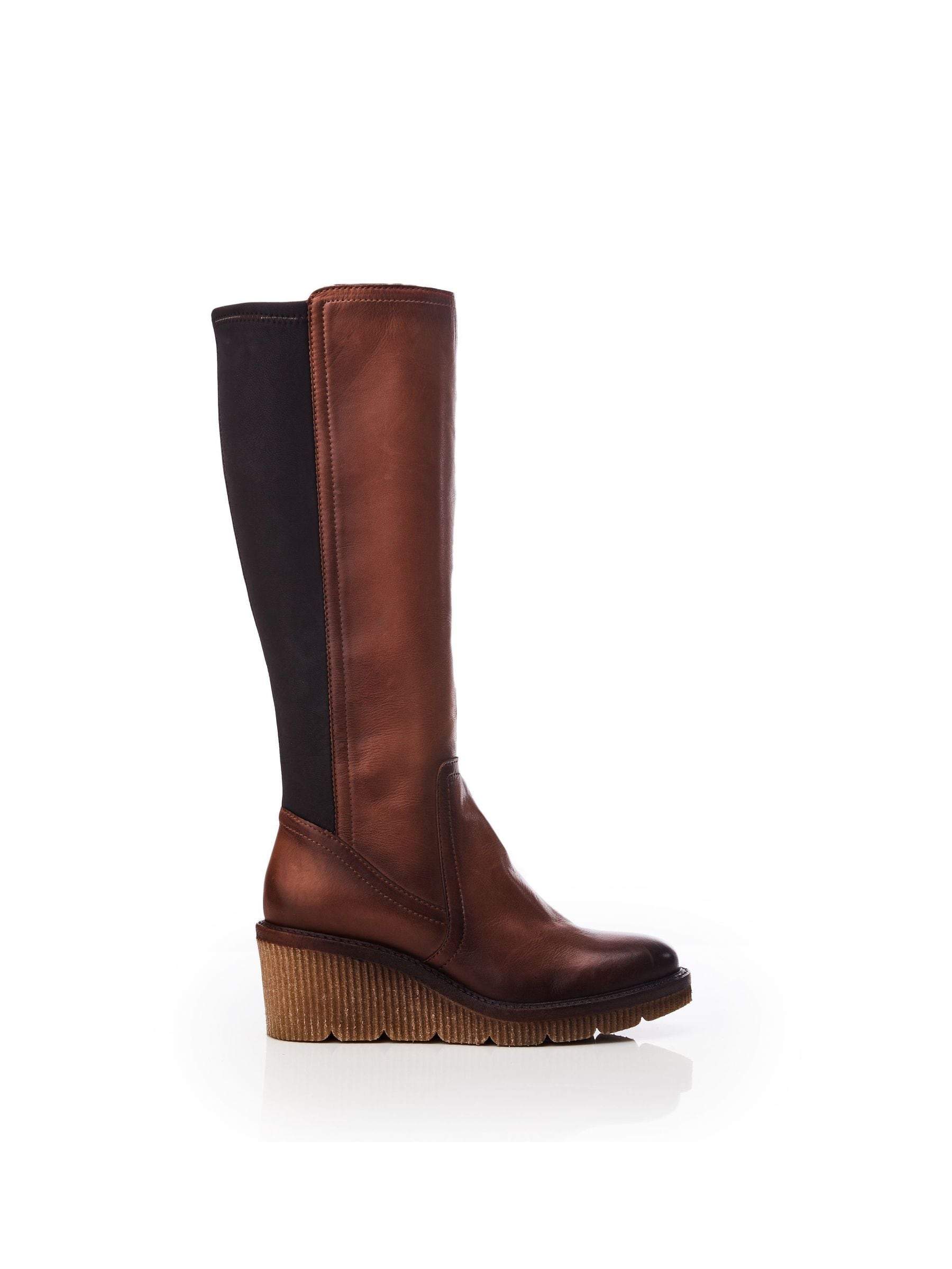 Bruin - Moda in Pelle Harpette Crepe Wedge Long Side Zip Boots