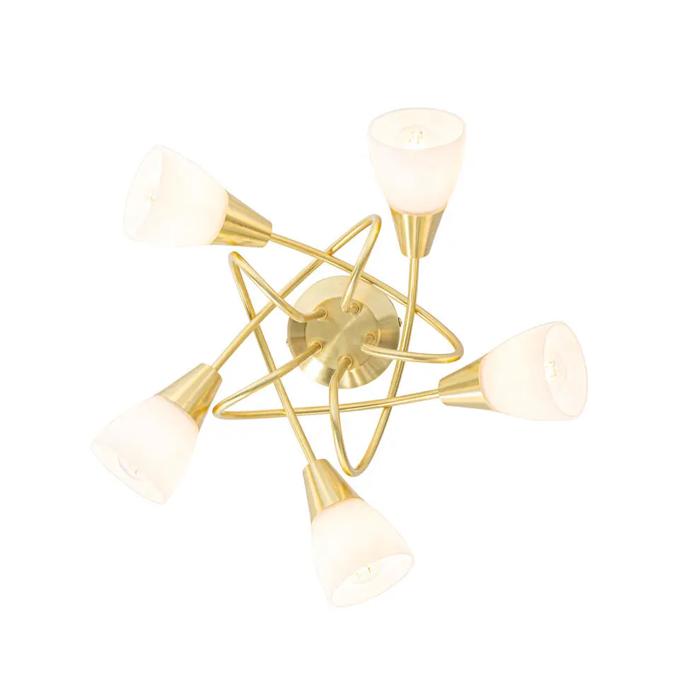 Qazqa plafondlampen inez goudkleurig e14