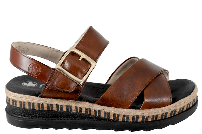RIEKER SANDAL I BRUNT GLAT SKIND