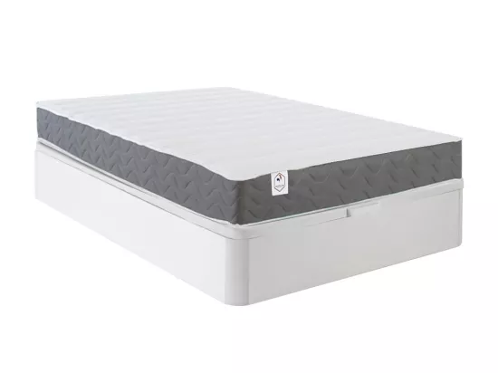 Ensemble 120 x 200 cm sommier coffre blanc + matelas mousse HD mémoire de forme et tissu 3D respirant ép.18cm - HEAVEN de YSMÉE