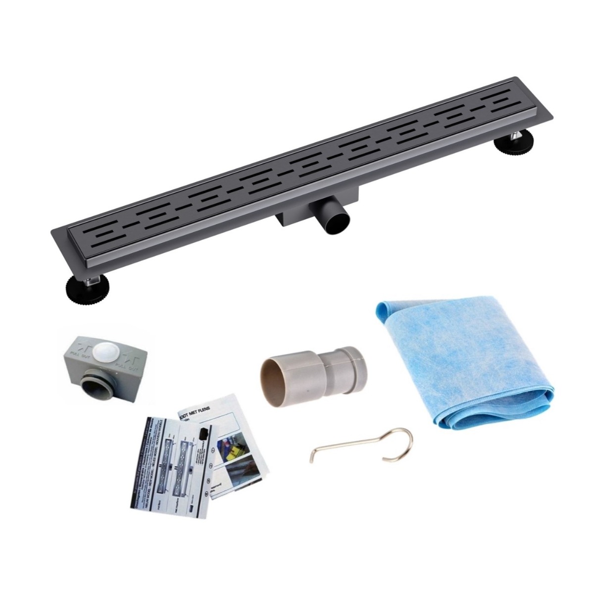 Sanigoods Nura douchegoot met flens 50cm gunmetal - verouderd ijzer