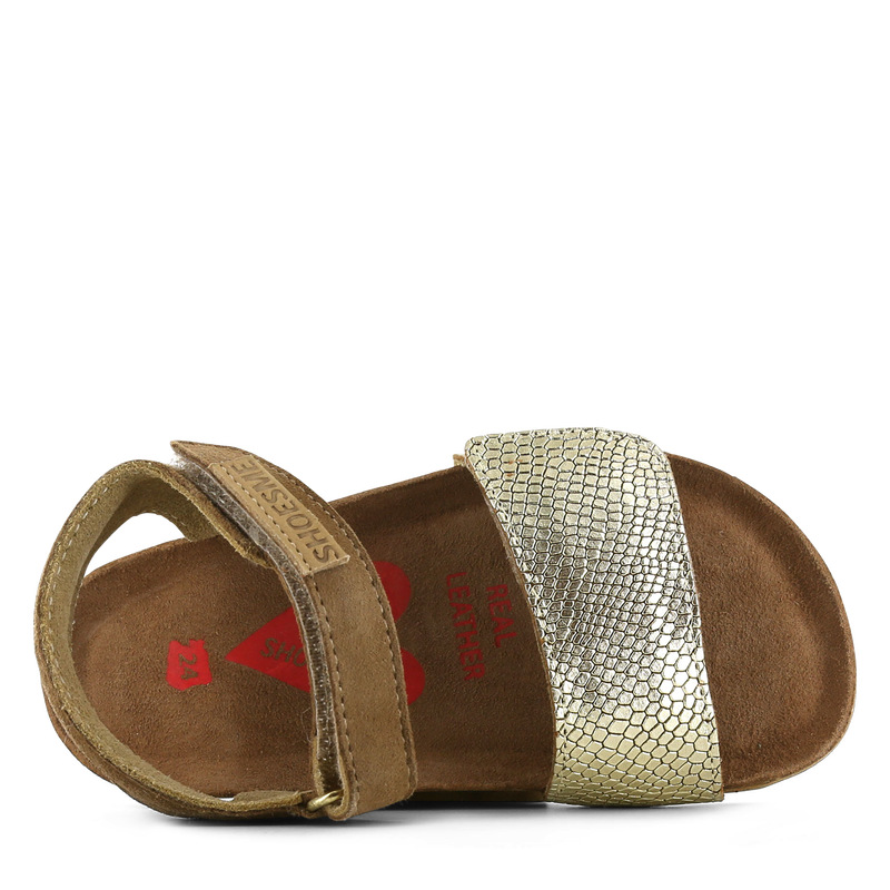 Shoesme cognacfarbene Sandale mit goldenem Riemen