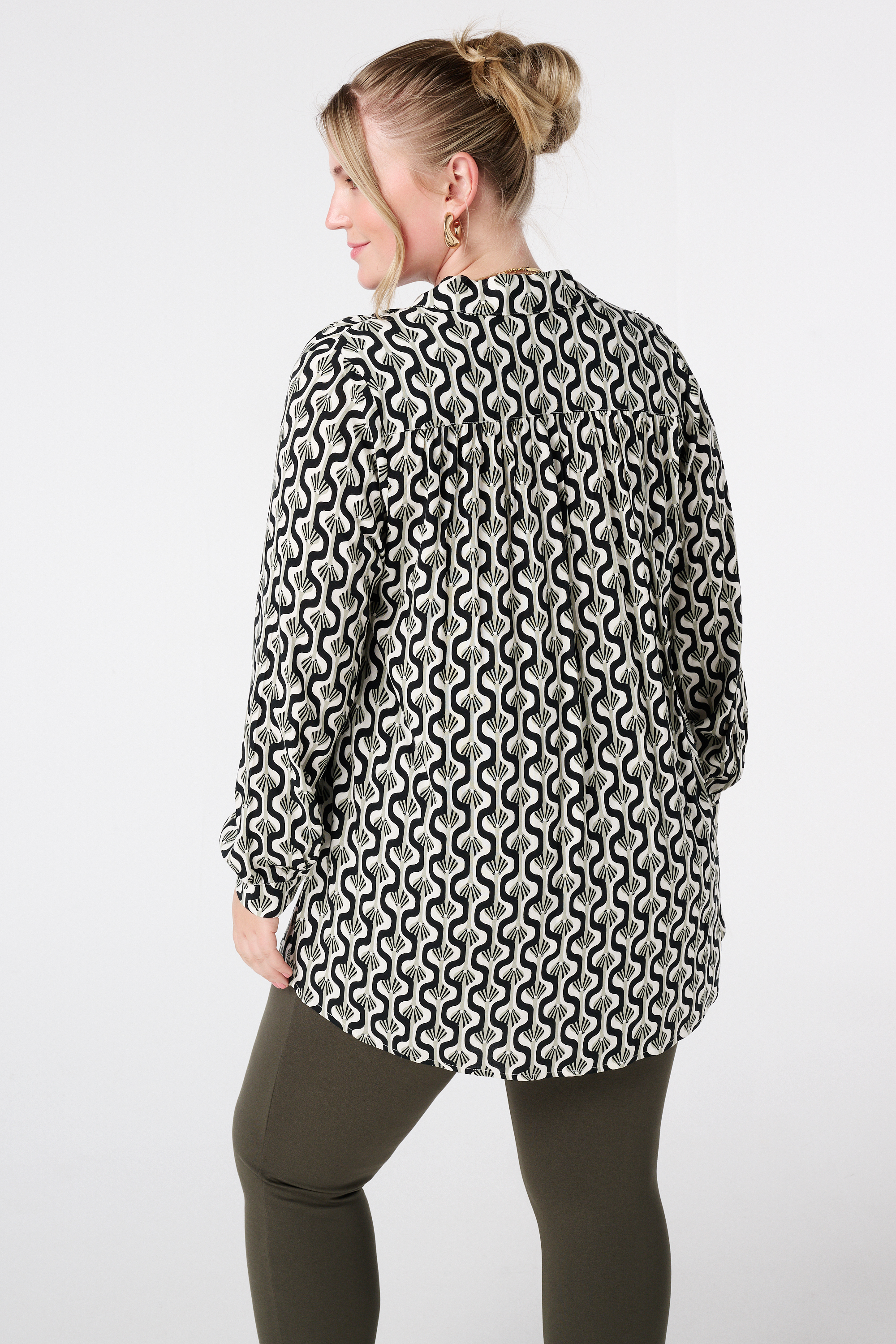 Oversized blouse met print Multi Mint