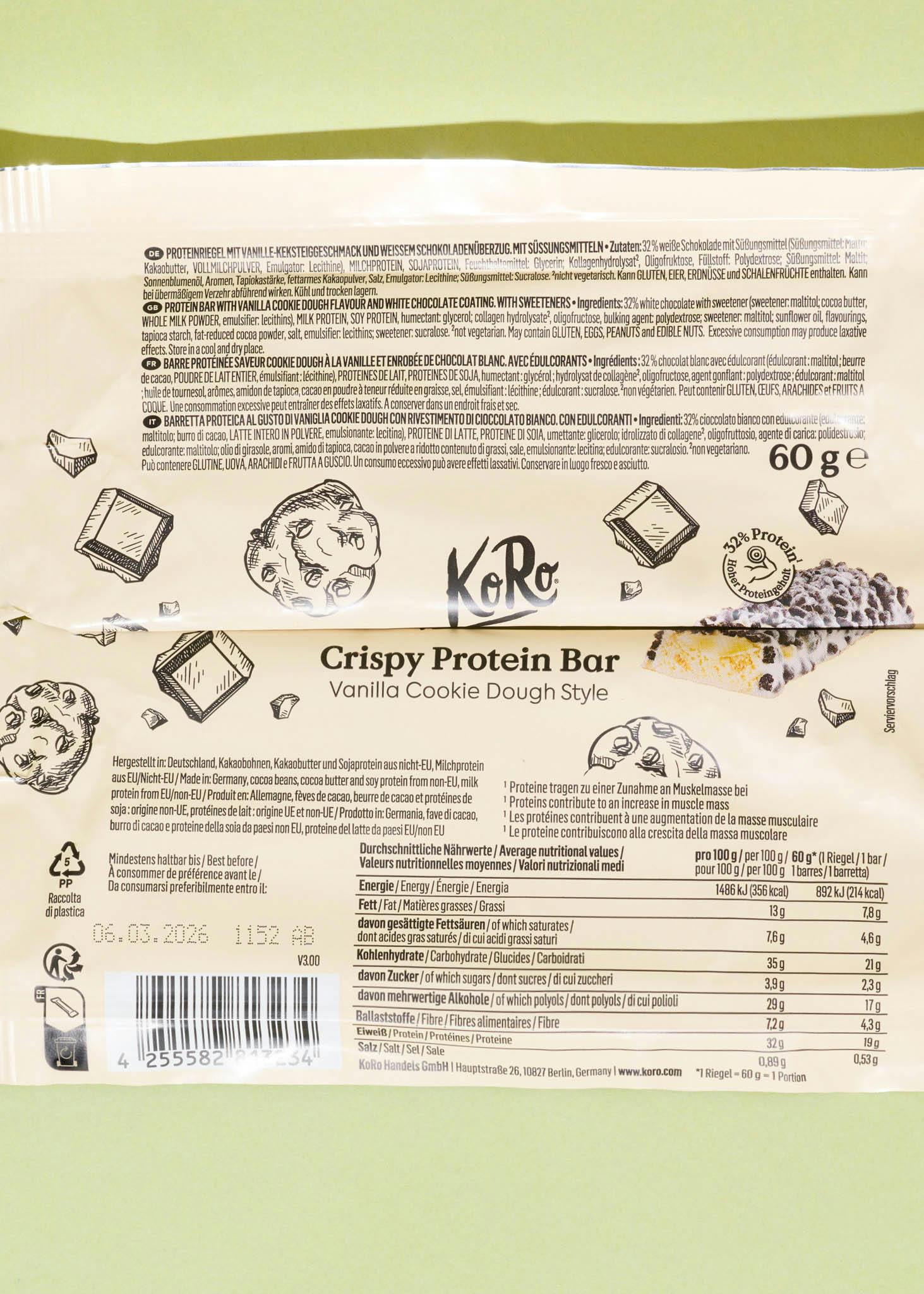 Crispy Protein Bar Vanilla Cookie Dough Style 60 g