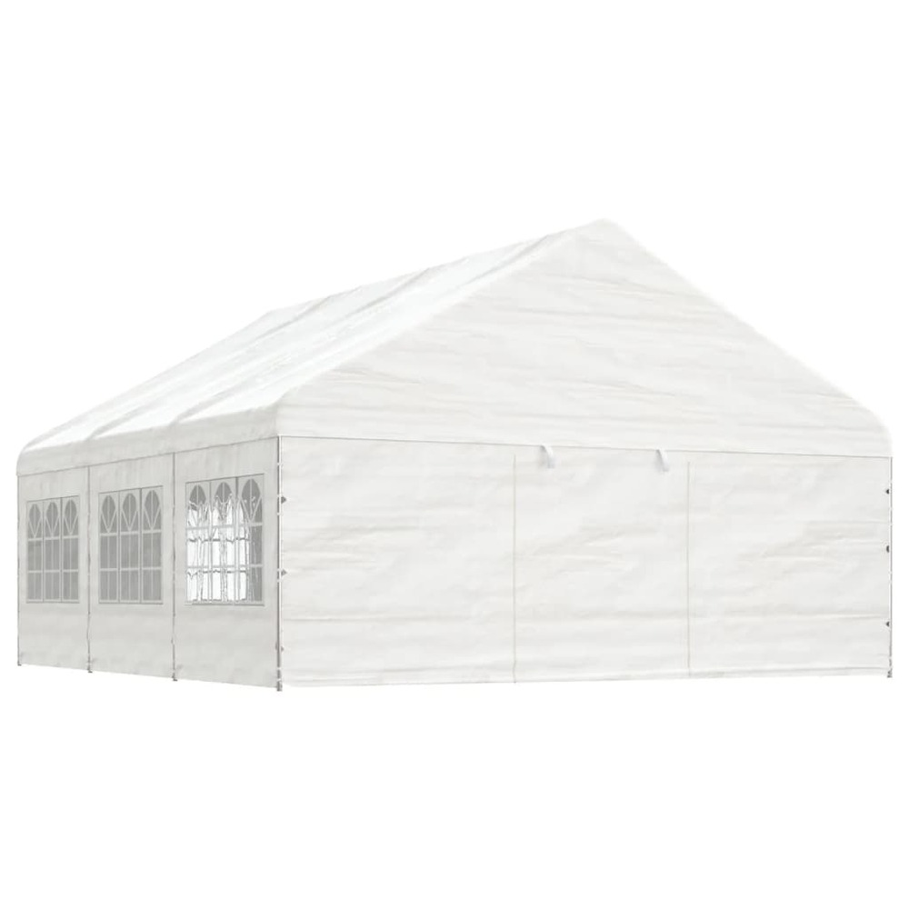 Belvédère avec toit blanc 6,69x5,88x3,75 m polyéthylène
