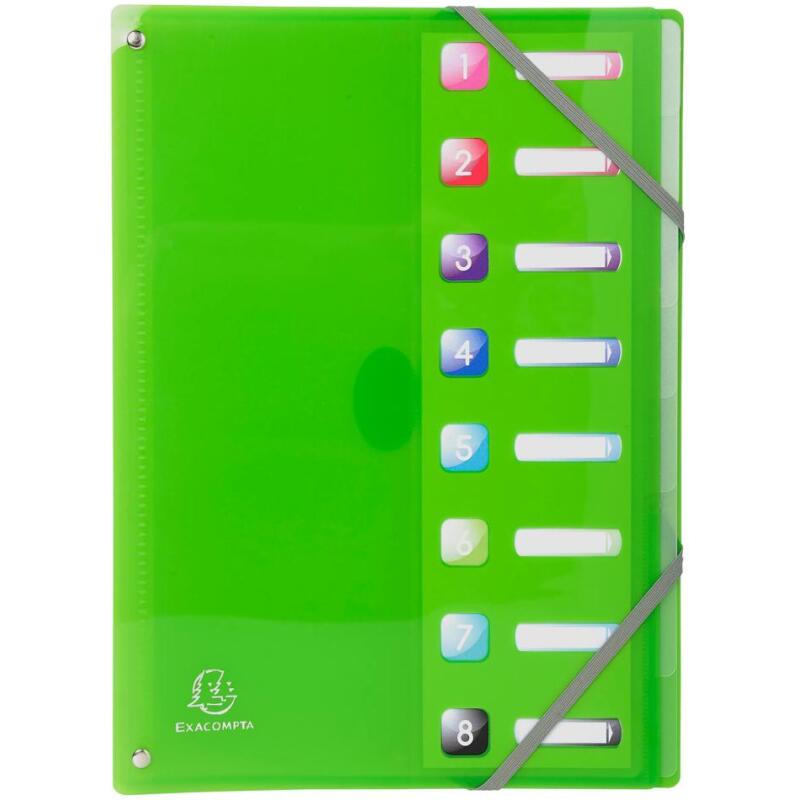 Trieur extensible en polypropylène 8 compartiments IDERAMA PP - A4 - Couleurs assorties