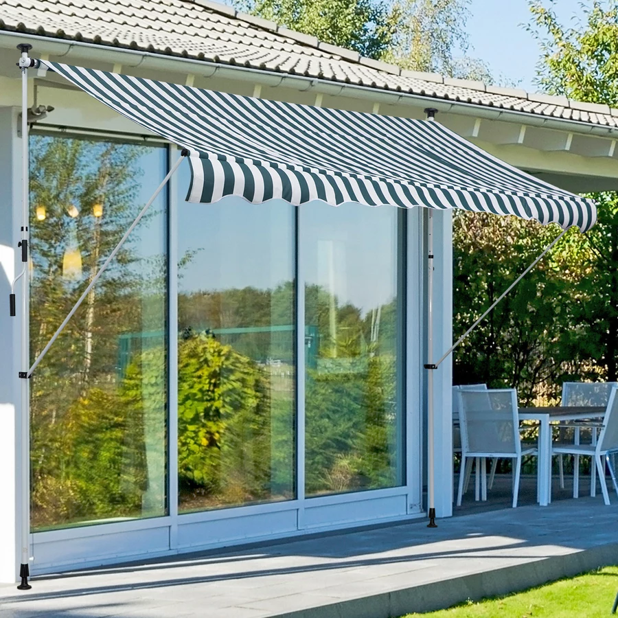 Outsunny Klemmmarkise mit Faltarm grün