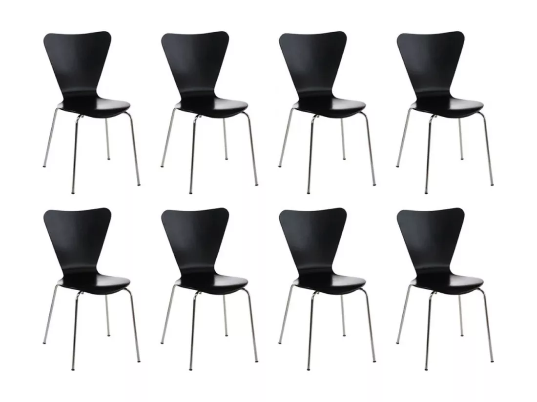 Lot de 8 Chaise de conférence - Bois & Nature - Noir - Calisto