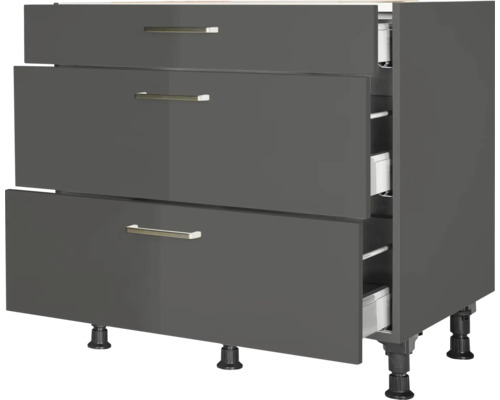 NOBILIA Urban uittrekbare onderkast BxDxH 90 x 58 x 87 cm leigrijs hoogglans voorgemonteerd