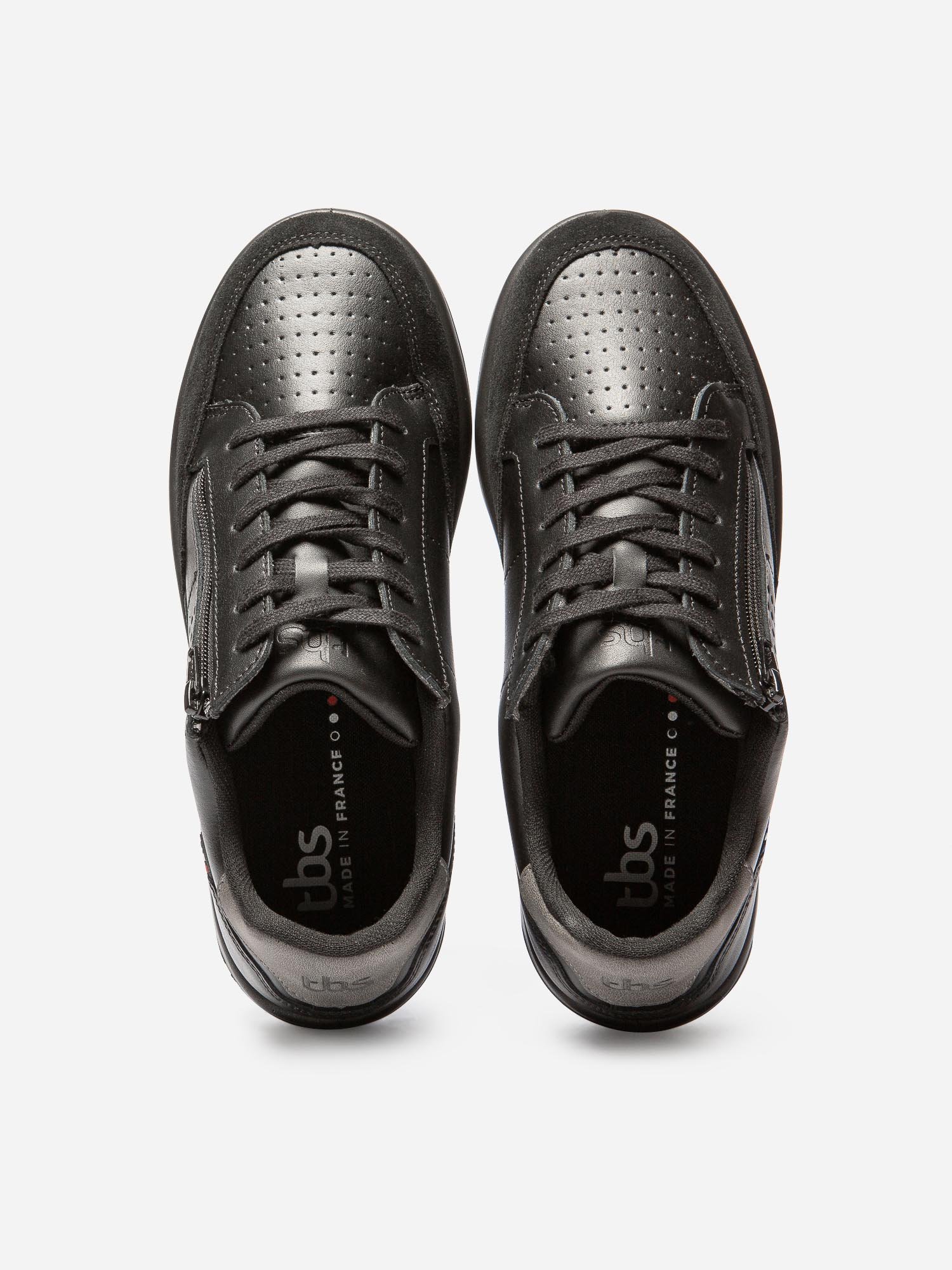 Baskets Homme Zippées Fabriquées en France Cuir Noir