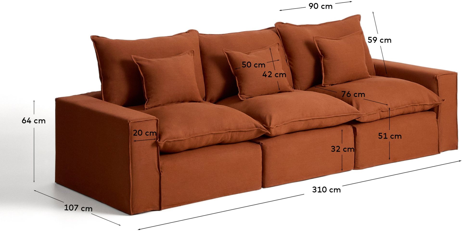 Kave Home Anarela Terracotta Elementenbank