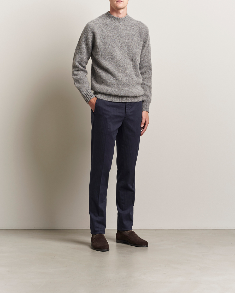 Incotex Regular Fit Comfort Herringbone Trousers Navy