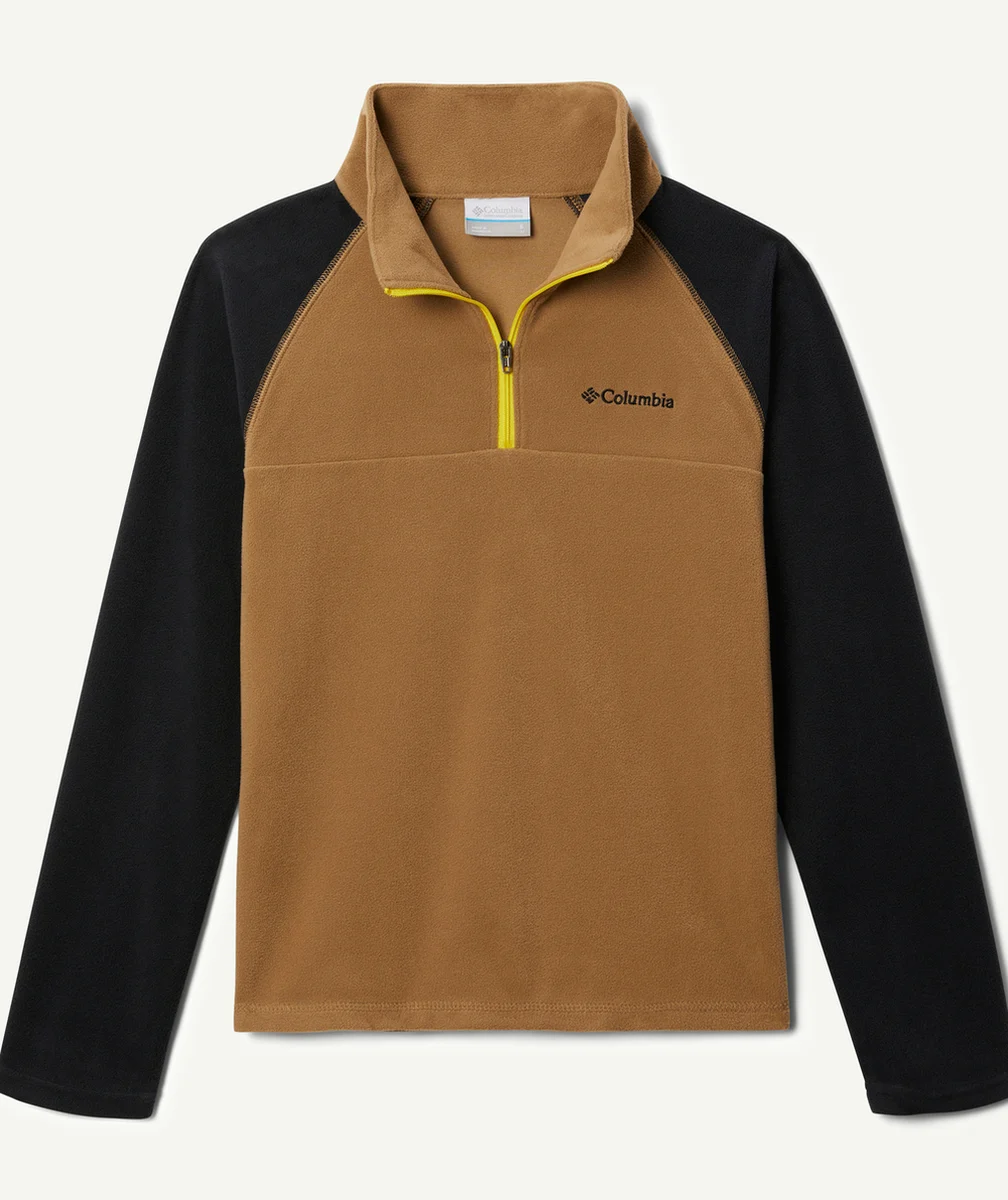 COLUMBIAPULL GARÇON EN POLAIRE À DEMI-ZIP GLACIAL CAMEL ET NOIR