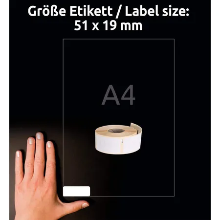 Avery Zweckform AS0722550 Rollenetiketten Etiketten ablösbar 19 x 51 mm, 1 Rolle/500 Etiketten, weiß