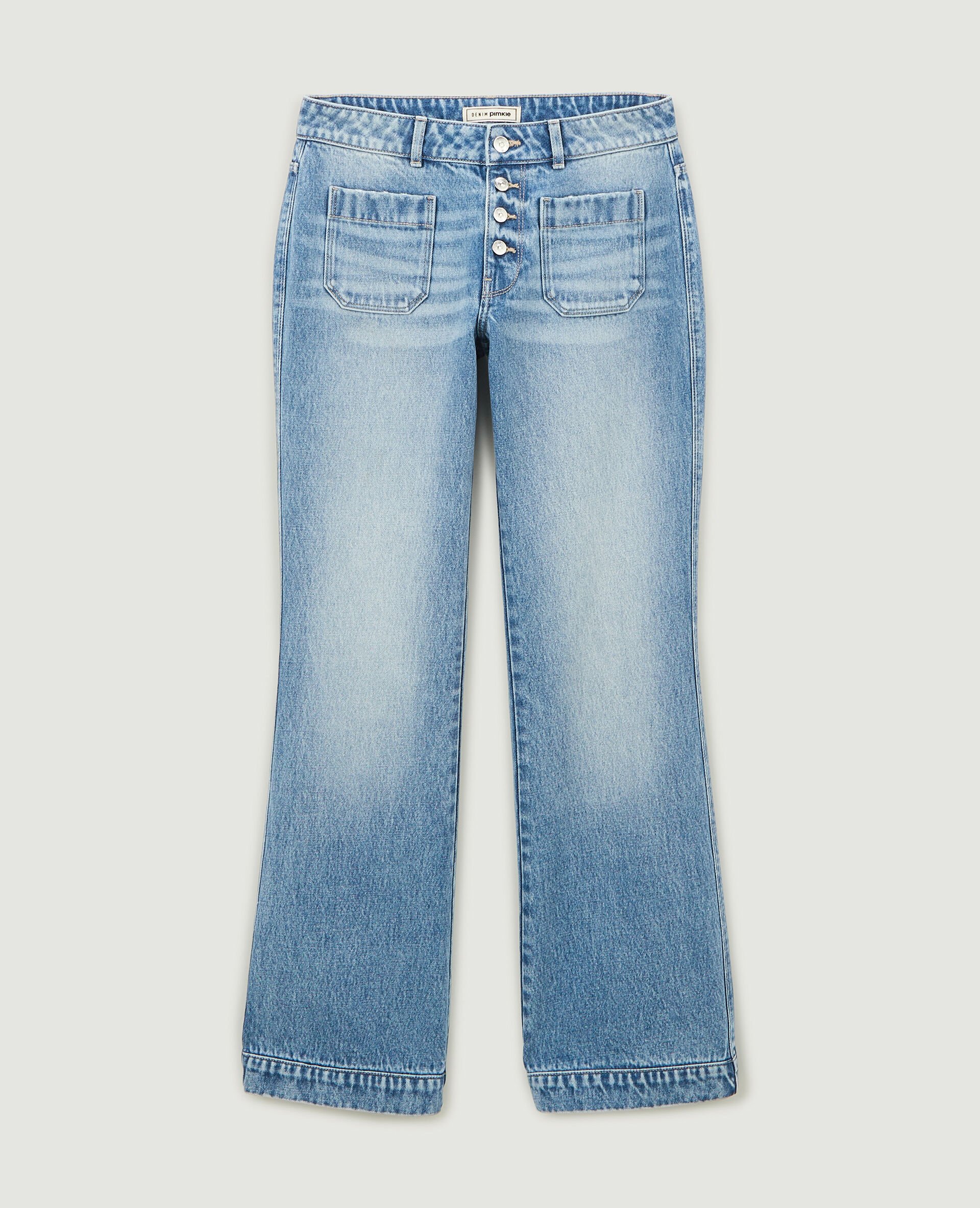 Jean flare avec boutons apparents - Bleu