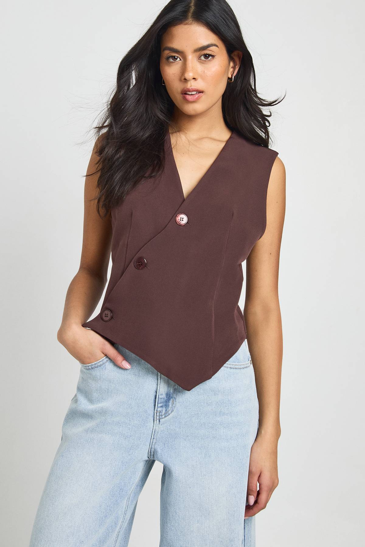 boohoo Gilet dos ajustable asymétrique