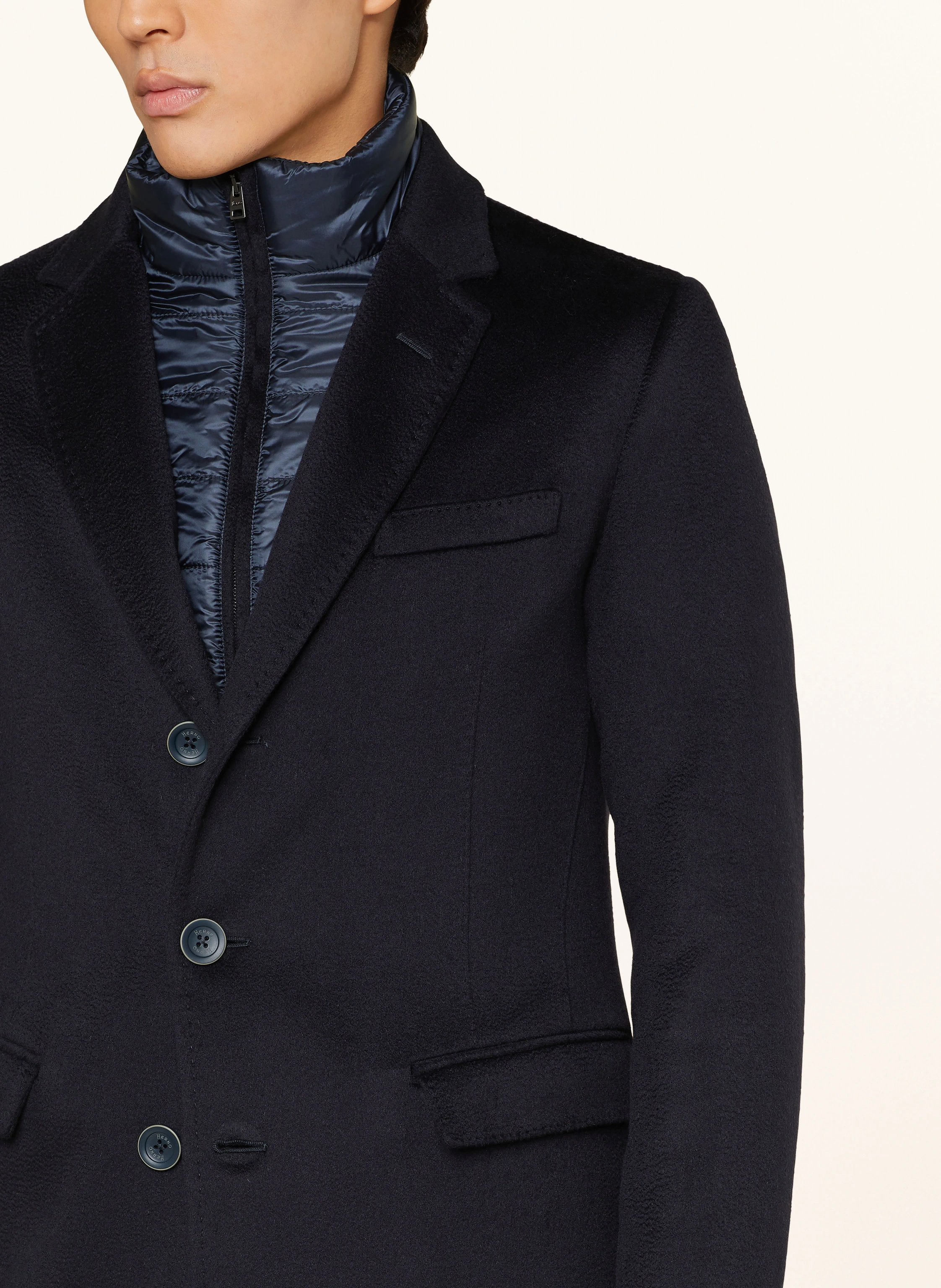 HERNO Cashmere-Mantel mit herausnehmbarer Blende