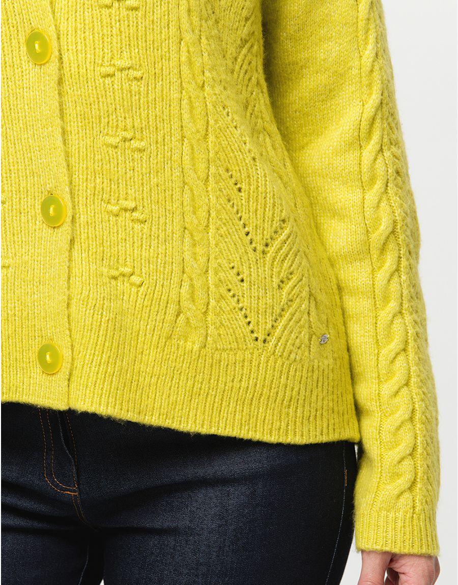 Gilet grosse maille anis