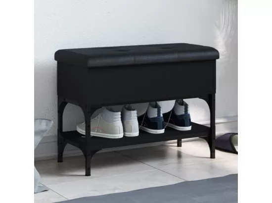 Banc à chaussures noir 62x32x45 cm bois d'ingénierie