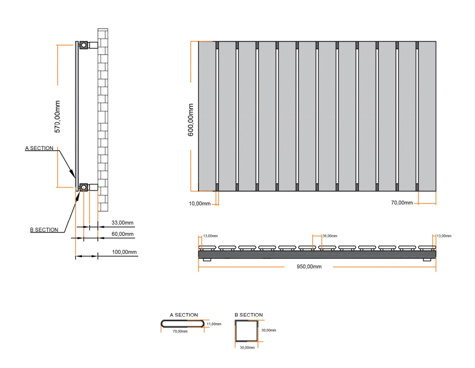 Eastbrook Deddington radiator 95x60cm 907W wit glans