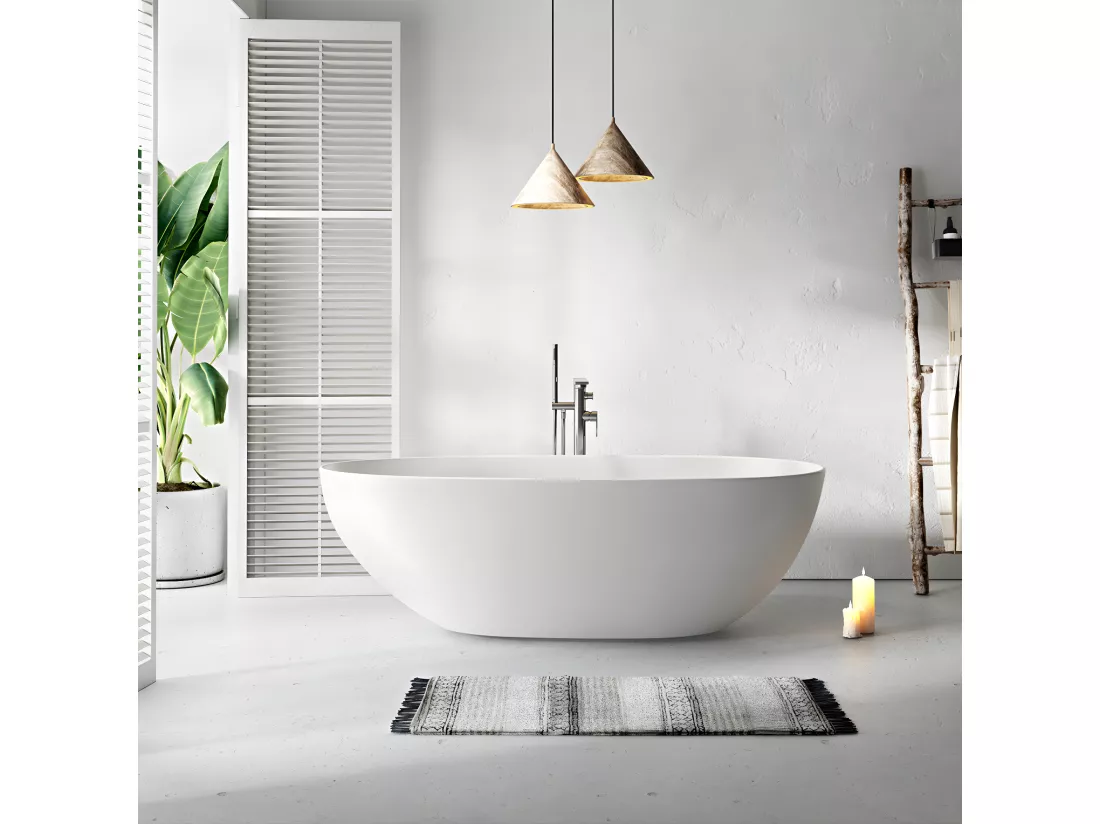 Baignoire îlot design ovale FLORIDA blanche 165 cm Mat