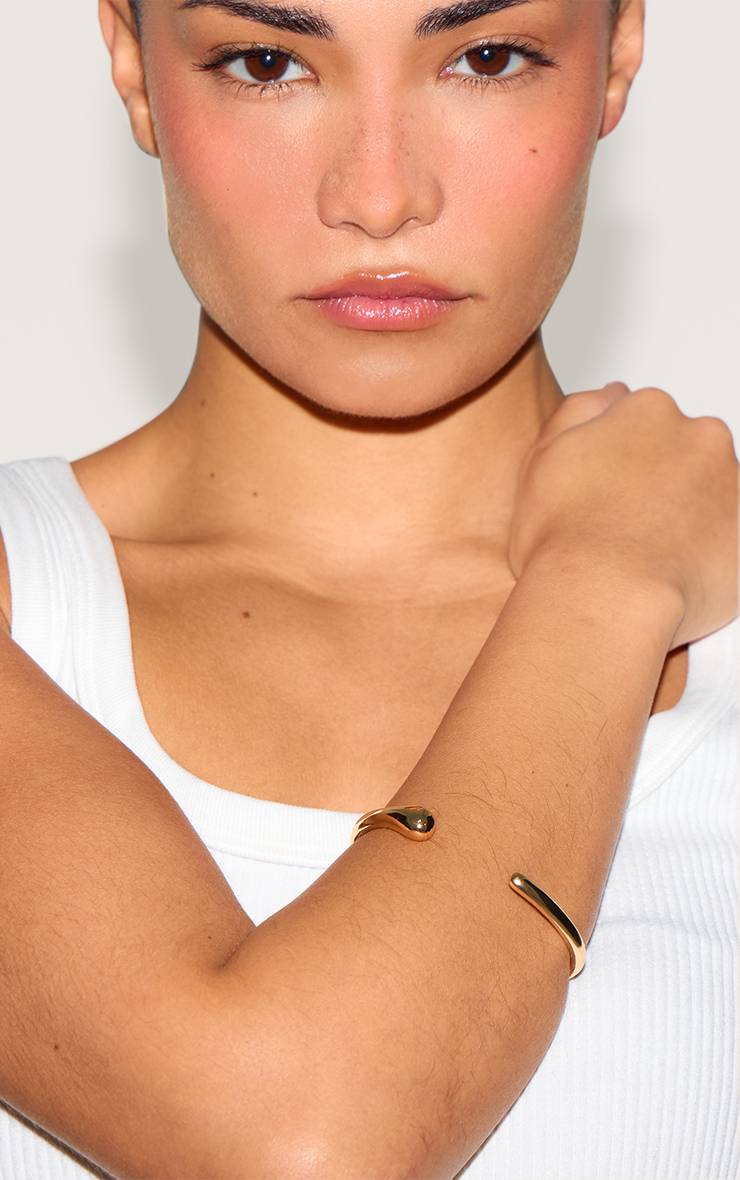 Doré Bracelet Jonc Doré À Courbe Lisse Simple