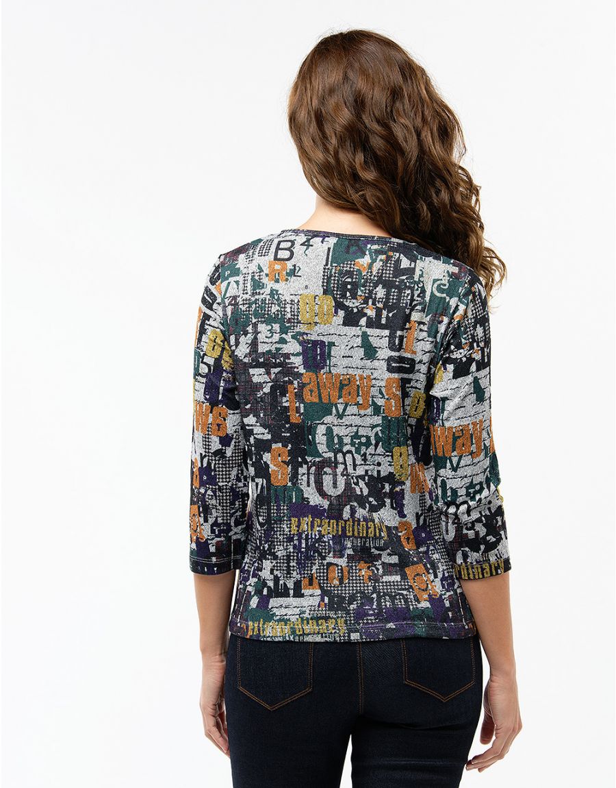 T-shirt imprimé noir vert