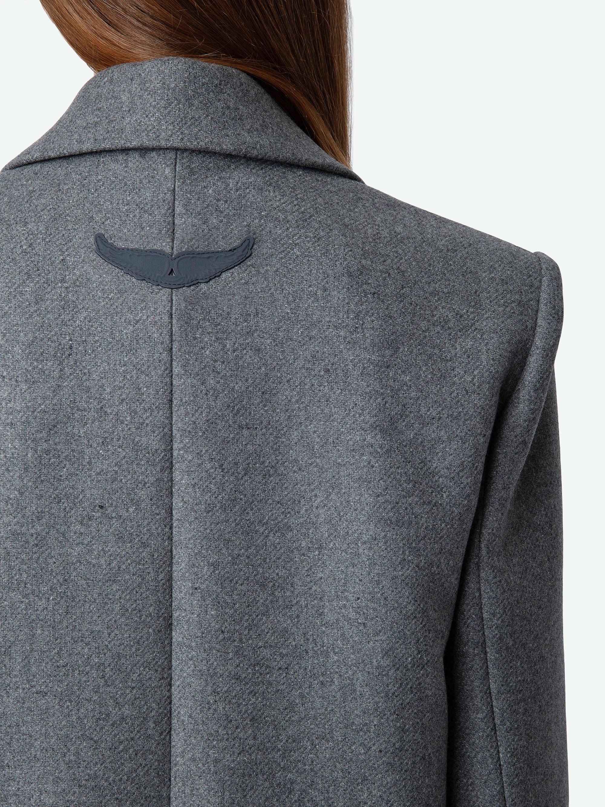 VIOLET - Manteau court col tailleur en laine vierge mélangée | Bleu