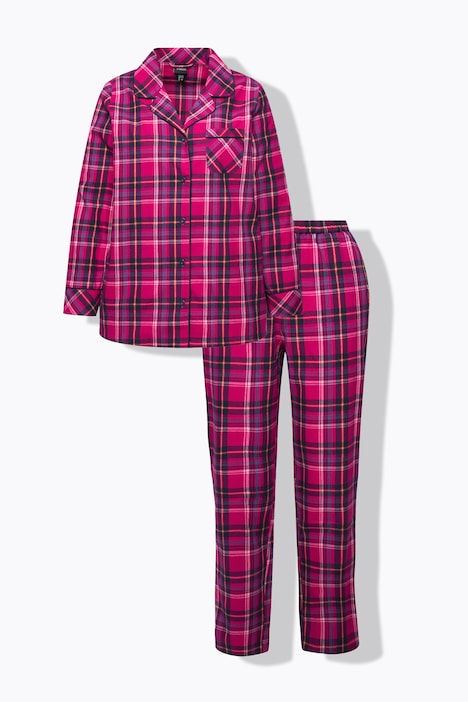 Pyjama, Flanell, Karo, Reverskragen, Langarm
