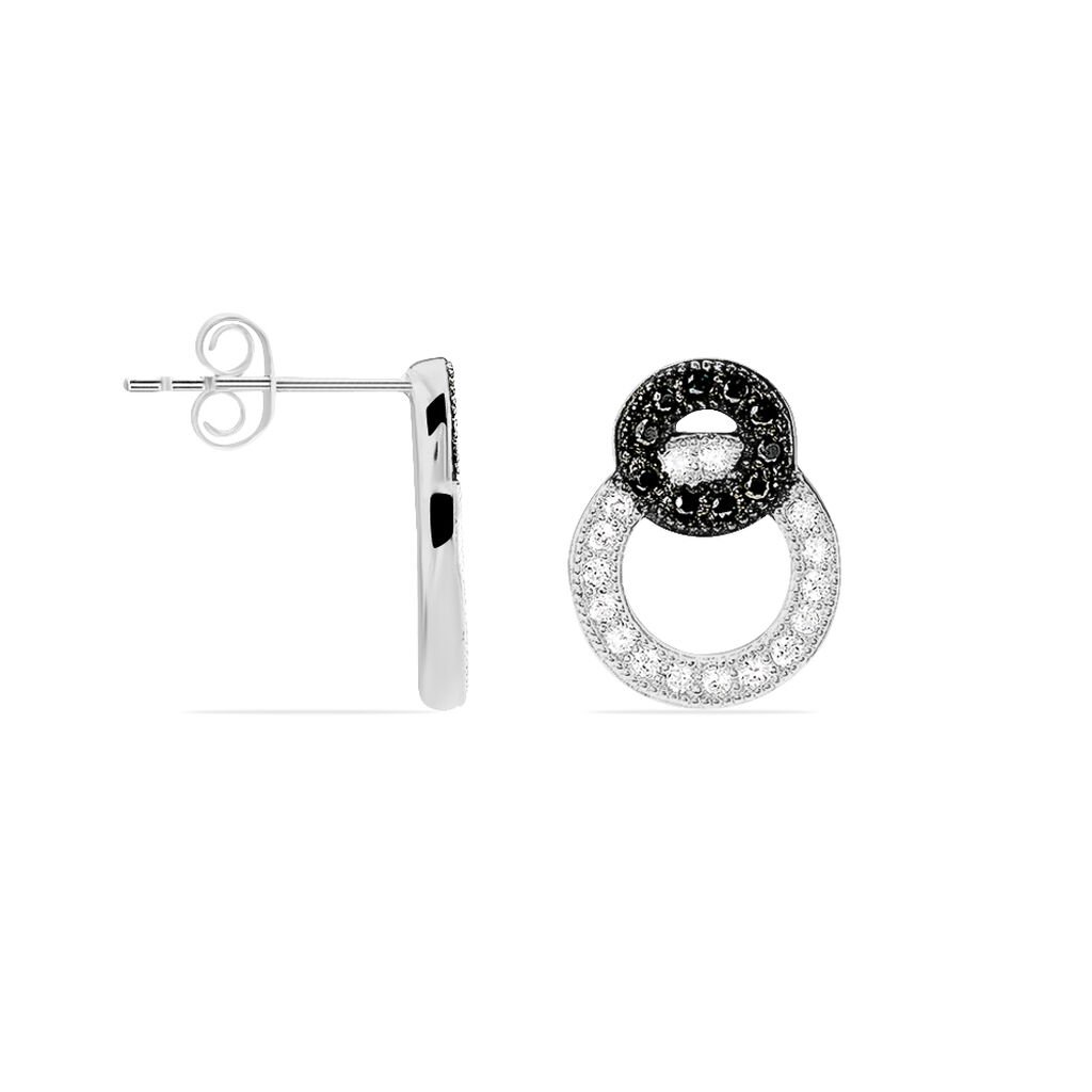 Boucles D'oreilles Puces Diana Argent Blanc Oxyde De Zirconium