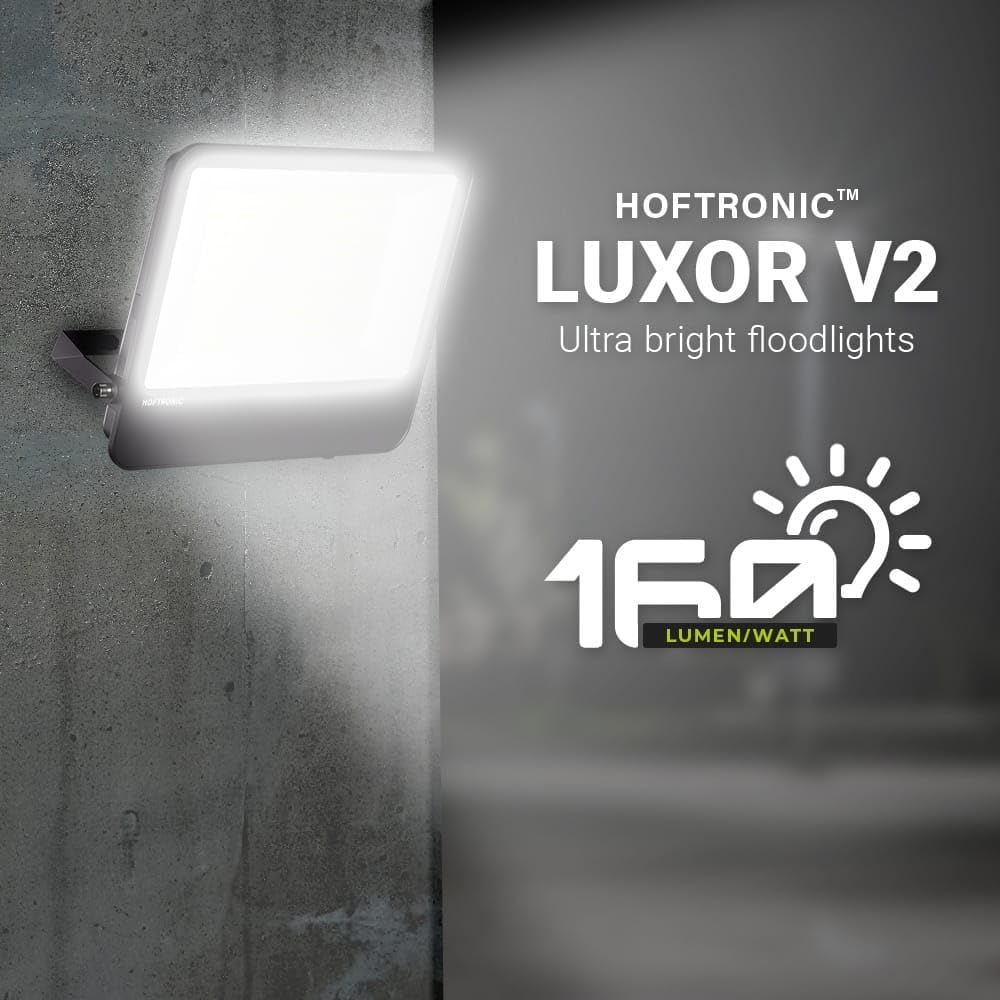 HOFTRONIC - Luxor V2 - LED Strahler 160lm/W - Super Hell 200 Watt 32000 Lumen - IP65 Wasserdicht - 6500K Tageslichtweiß - UGR