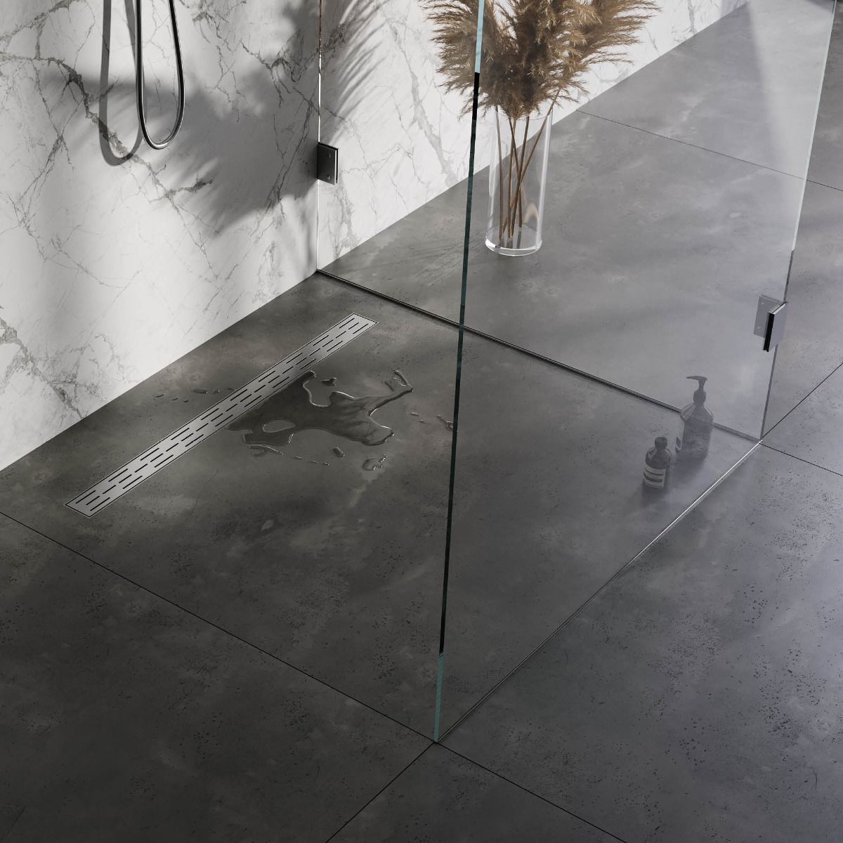 Brauer douchegoot 90x7cm met standaard rooster en flens RVS geborsteld