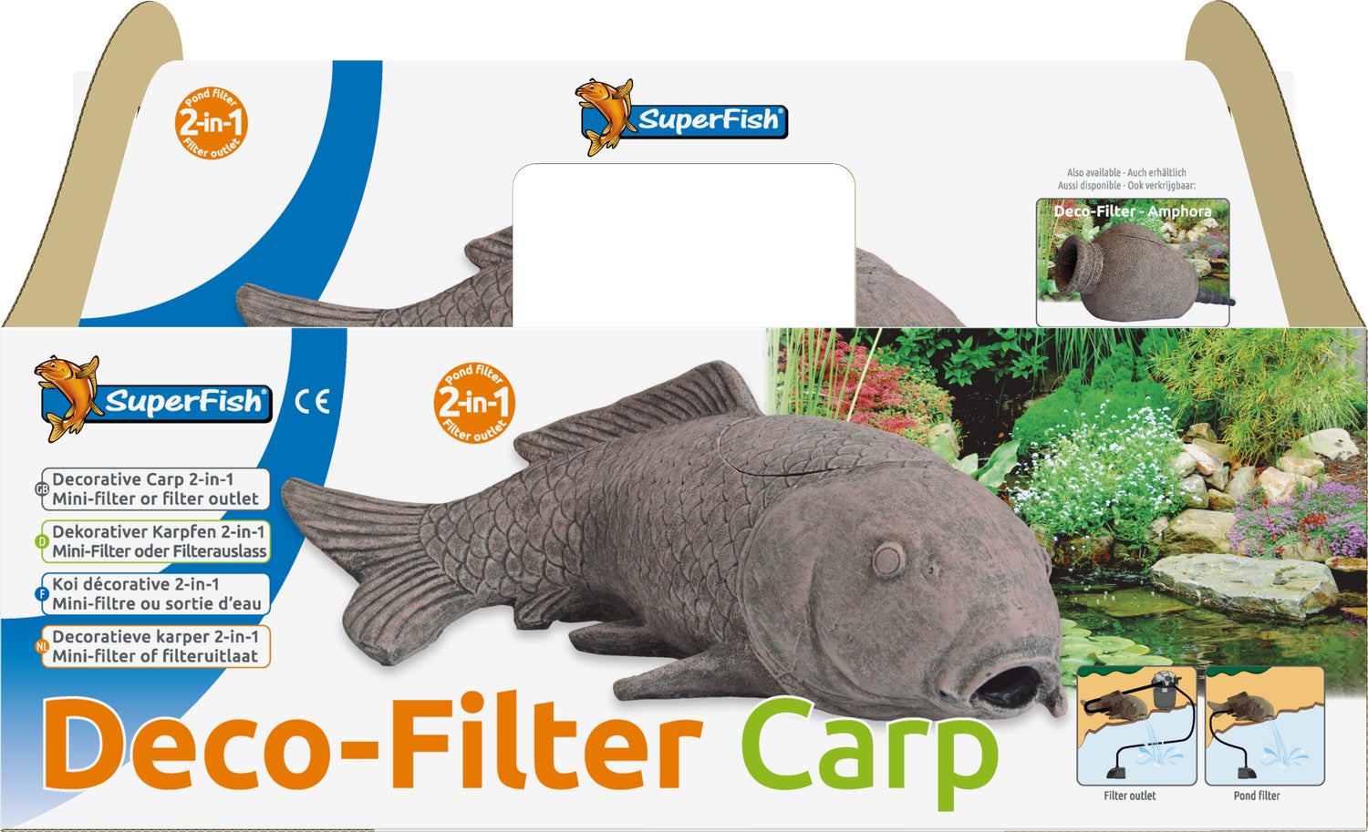 Superfish vijverdecoratie en filter 2-in-1 karper 57 x 27,5 x 21 cm