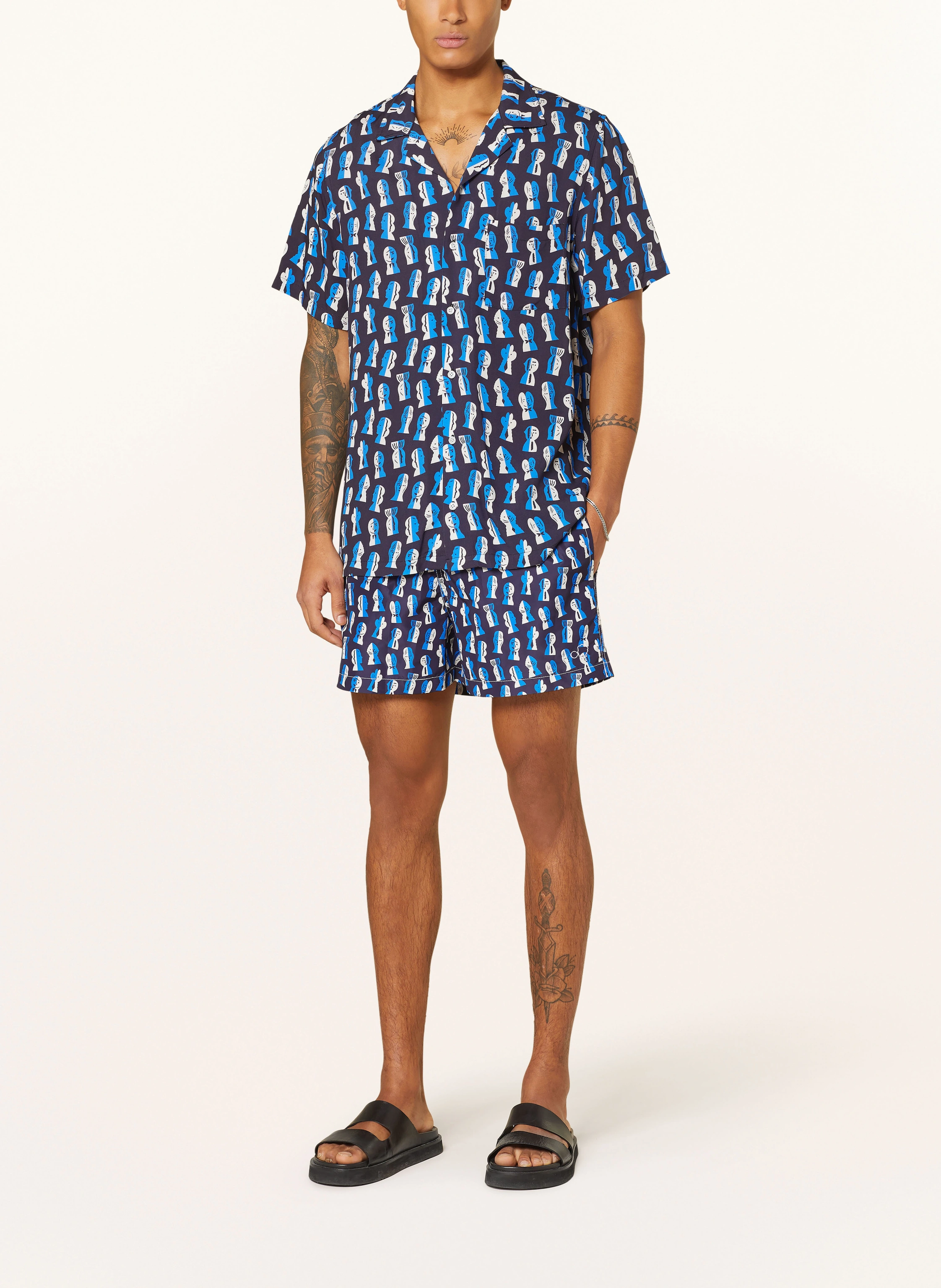 arrels BARCELONA Resorthemd NAVY PAPIER DECOUPE × SEVERIN MILLET Comfort Fit