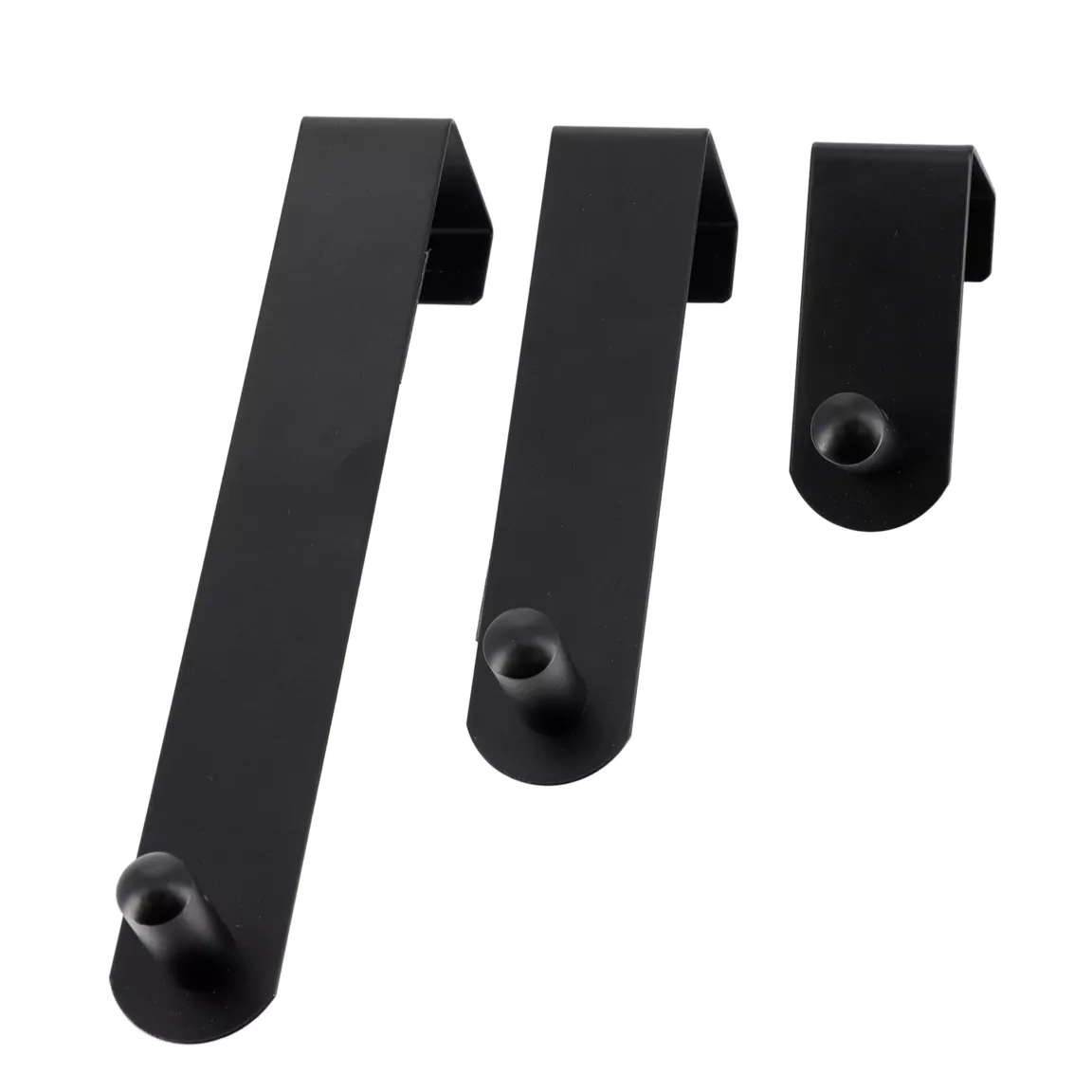 Lot de 3 patères de porte acier inoxydable (H7-13-19 cm) Noir