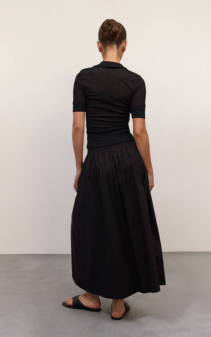 Noir Jupe Mi-longue En Coton Avec Détail Poches