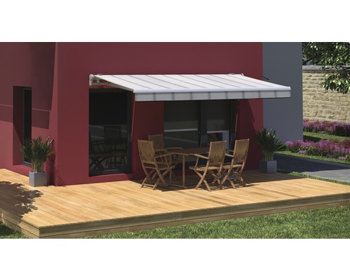 SOLUNA knikarmzonnescherm Trend 2,5x2 Stoffen design D420 Frame zilver geanodiseerd incl. zwengel