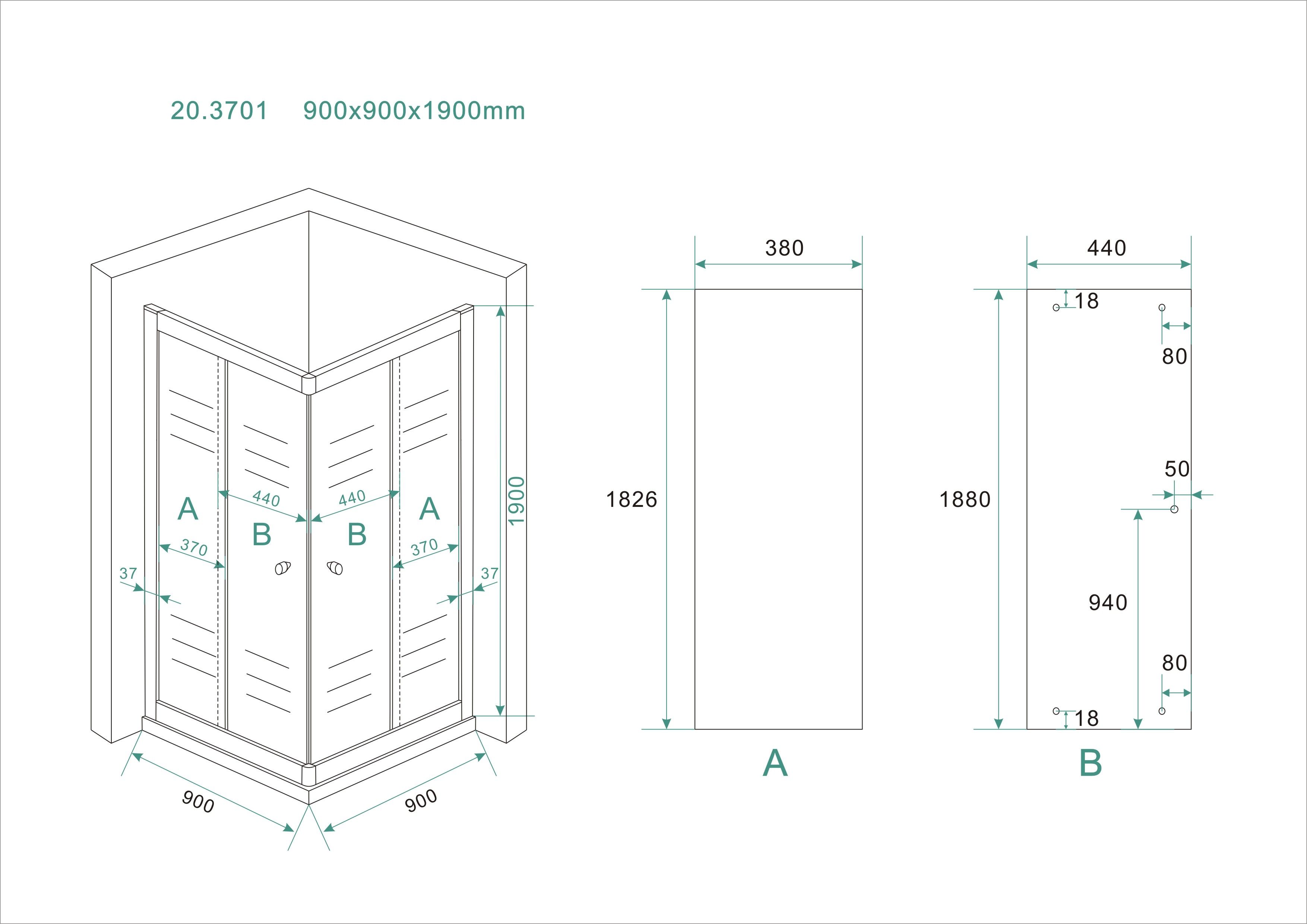 Mueller Eco douchecabine vierkant 90x90cm