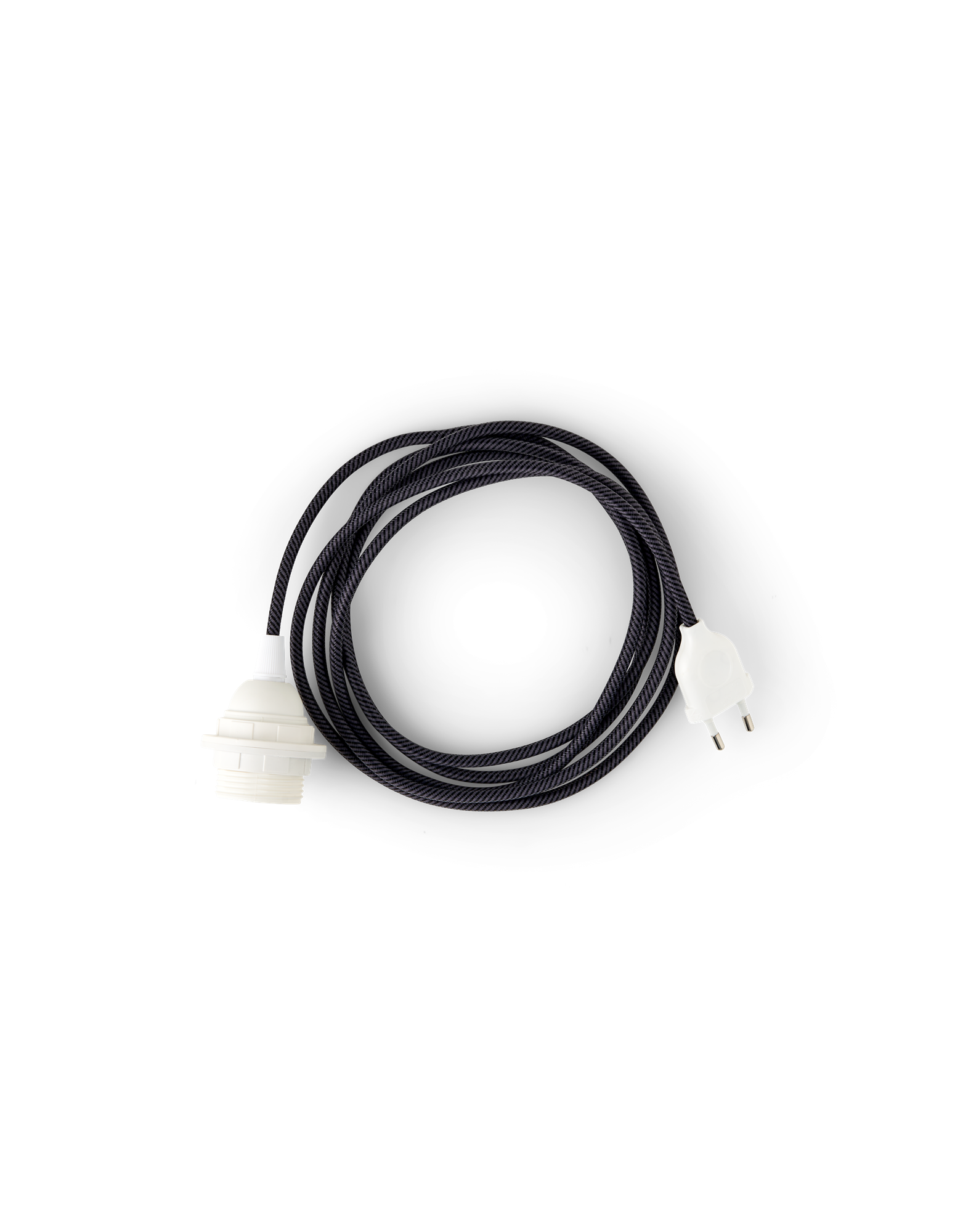 Plug-in pendellampe White | Tekstilkabel/termoplastisk fatning. 2,5 m. E27. | Black, White | Creative Cables