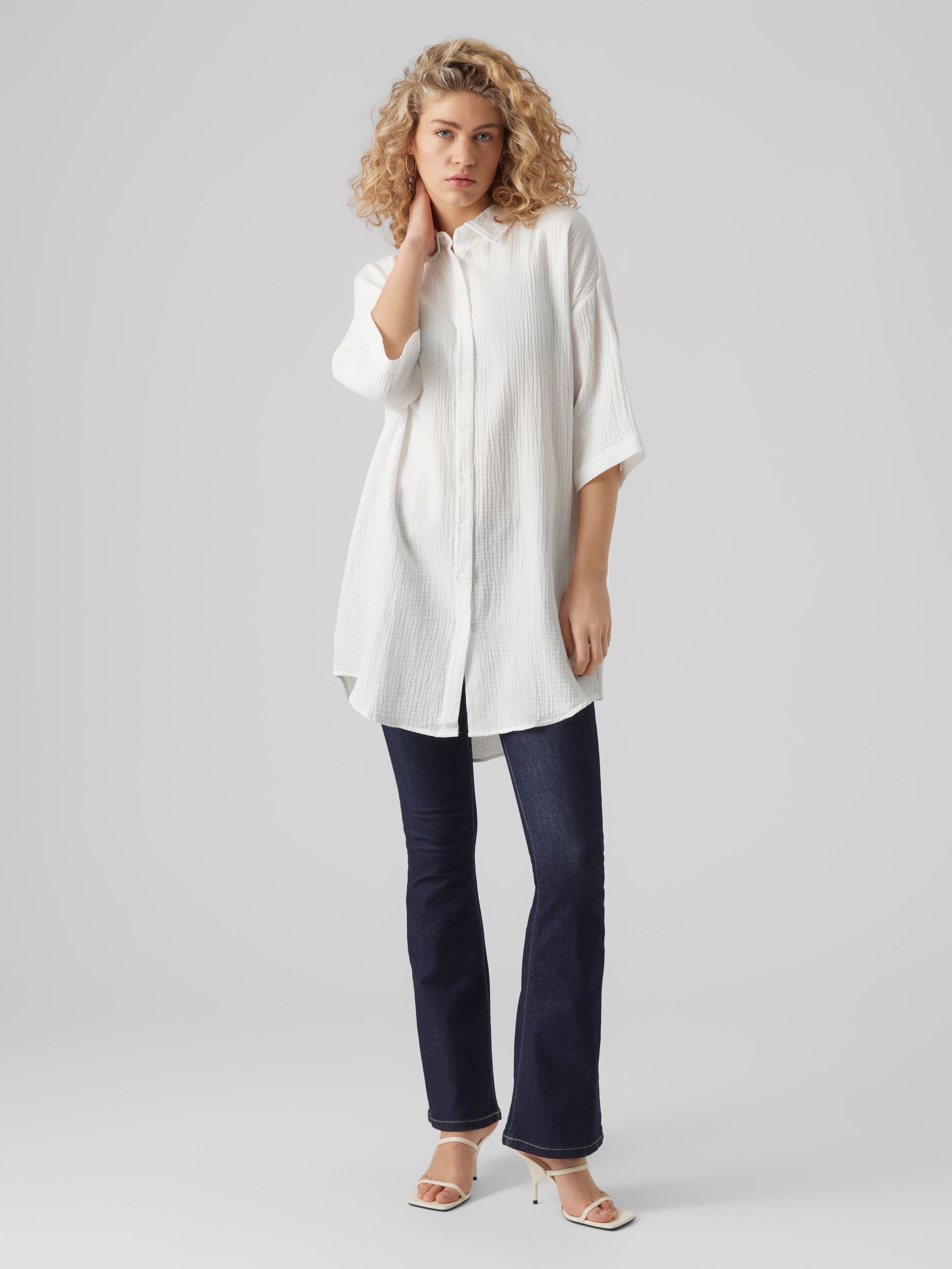 Vero Moda Hemdblusenkleid »VMNATALI 3/4 LONG OVERSHIRT  NOOS« Sommerkleid, mit 3/4 Ärmel