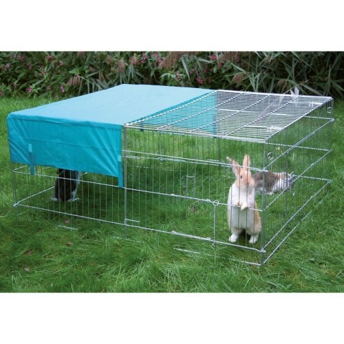Gaiola externa prateada para coelhos