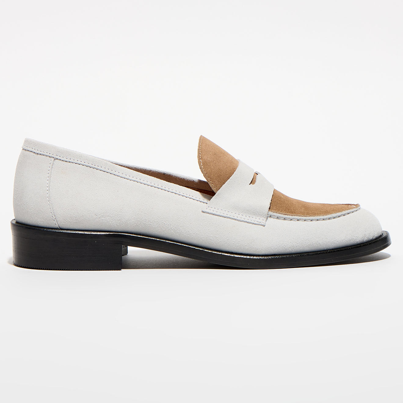 Apologie Mocassins en Velours de Cuir Juliette camel/blanc