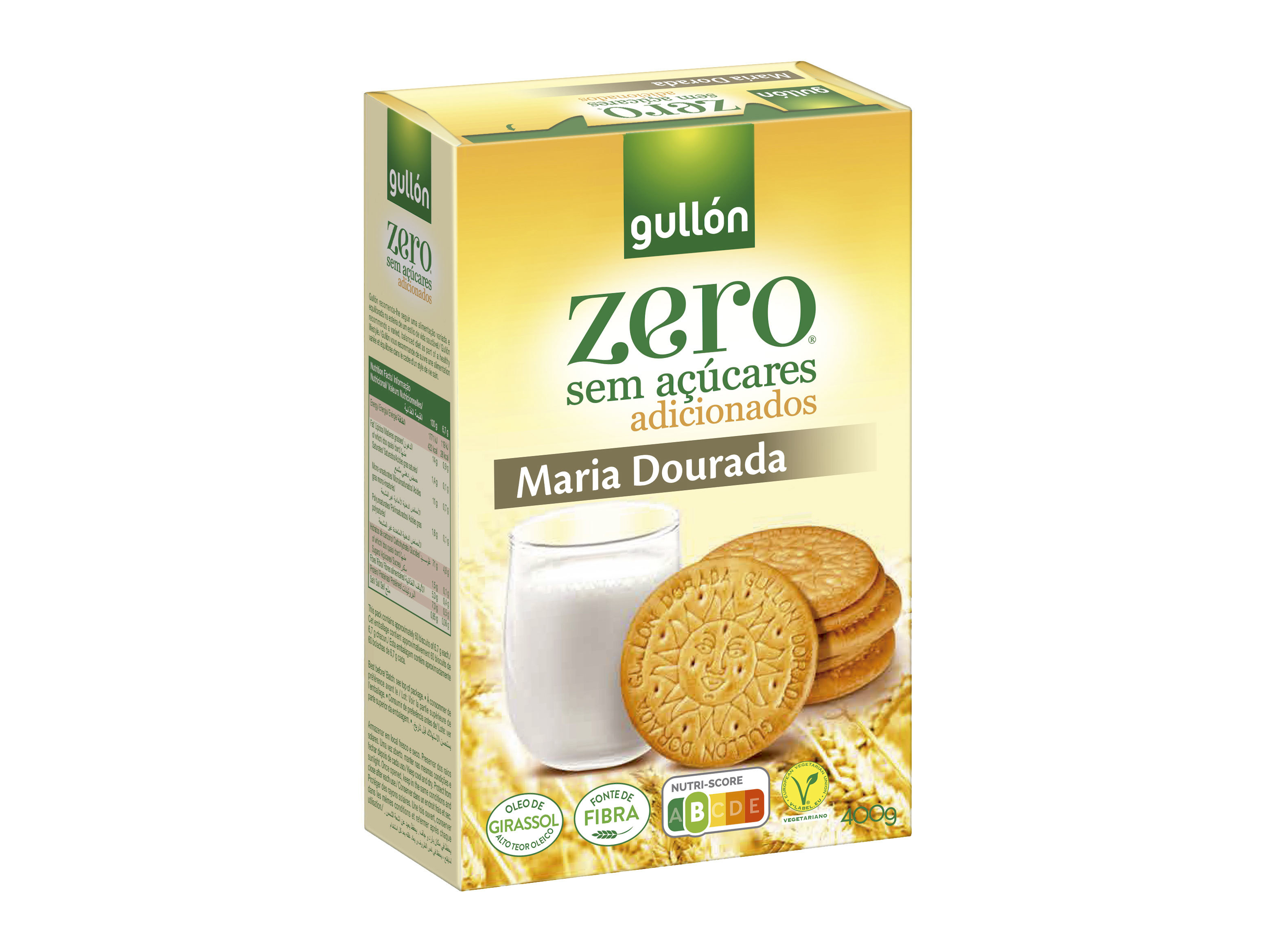 BOLACHA GULLON MARIA DOURADA ZERO SEM AÇÚCAR 400G