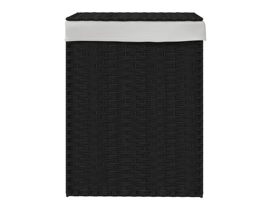 VIDAXL - Panier à linge avec couvercle noir 46x33x60 cm résine tress...