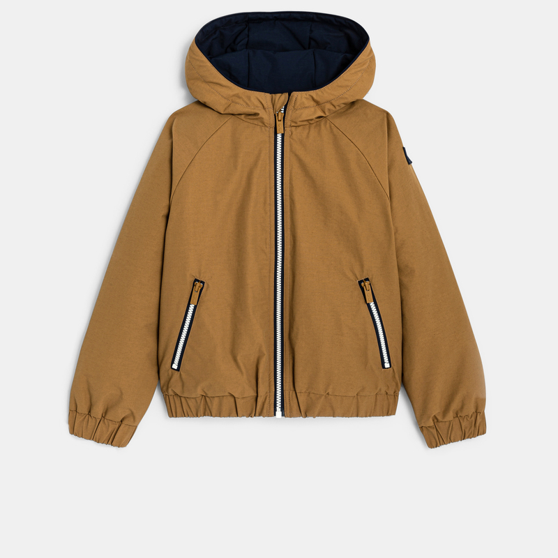 Blouson doublé à capuche marron garçon